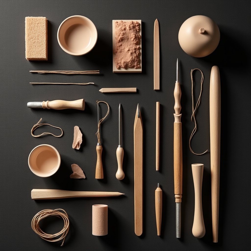 Unelte și instrumente de ceramică în atelier